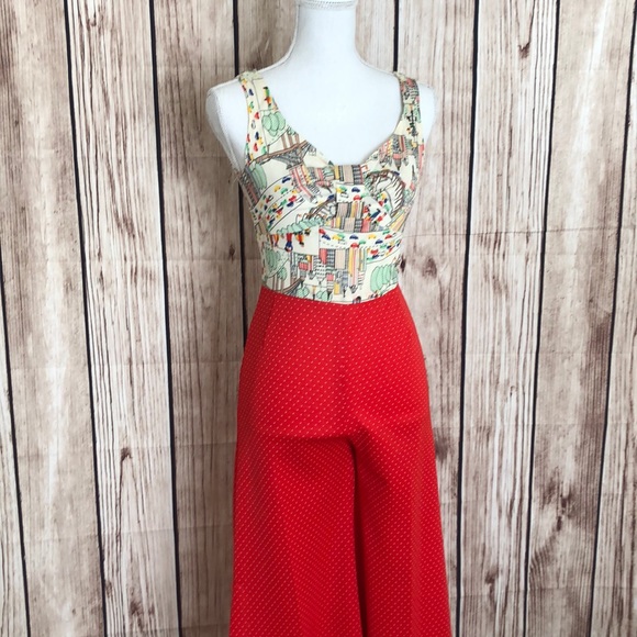 Vintage Romper with Cityscape/Car Design Top - Picture 2 of 5